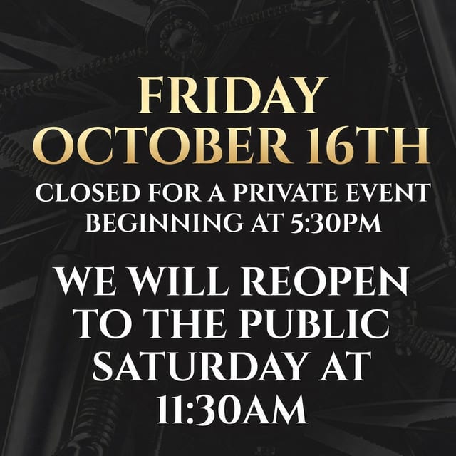 No Band ! Closed @ 5:30 For A Private Event !
